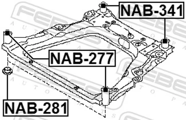 Сайлентблок (подушка) передней балки (подрамника) NAB341 Febest