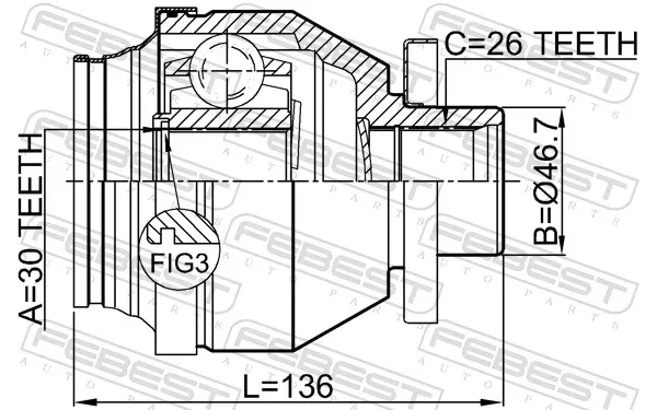 ШРУС внутренний передний левый Фольксваген Транспортер T5