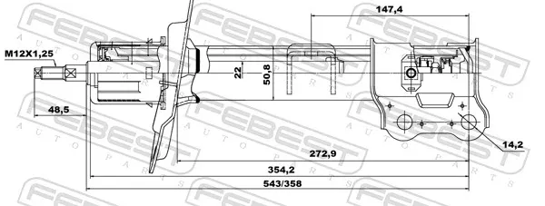 Амортизатор передний левый 12660596FL Febest