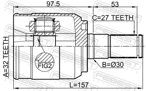 ШРУС внутренний 1211D7AT2WD Febest