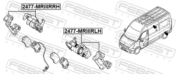 Суппорт задний левый 2477MRIIIRLH Febest