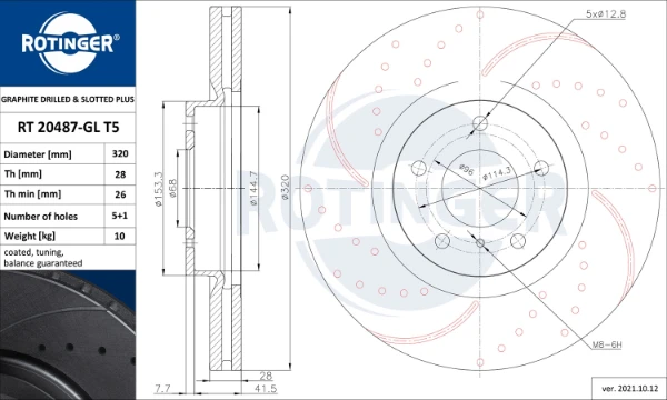 Диск тормозной передний ROTINGER RT20487GLT5
