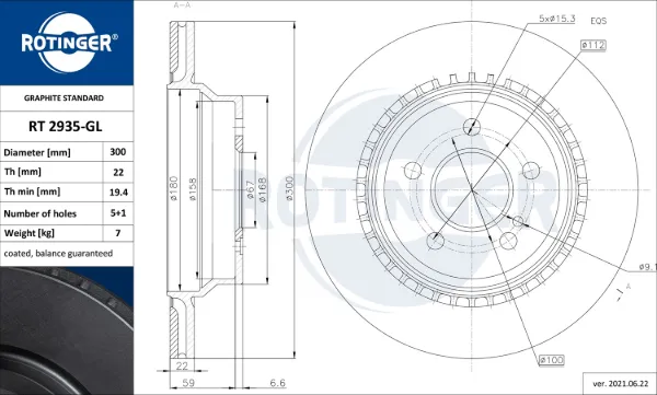 Тормозные диски RT2935GL Rotinger
