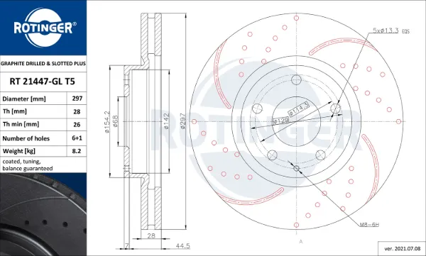 Передние тормозные диски RT21447GLT5 Rotinger