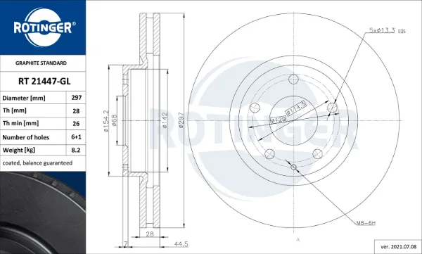 Передние тормозные диски RT21447GL Rotinger