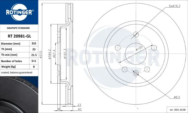 Тормозные диски RT20981GL Rotinger