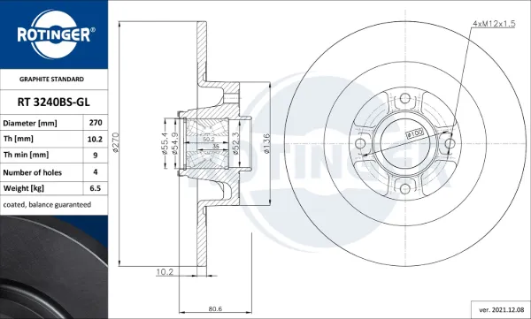 Тормозные диски RT3240BSGL Rotinger