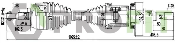Привод правый Фольксваген Транспортер T5
