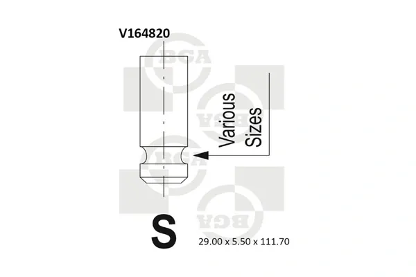 Впускной клапан V164820 BGA