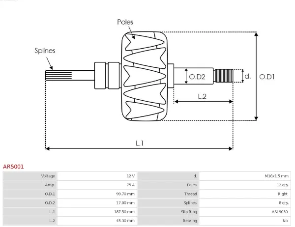 Якорь генератора на Mitsubishi L 300  P0W, P1W, P2W