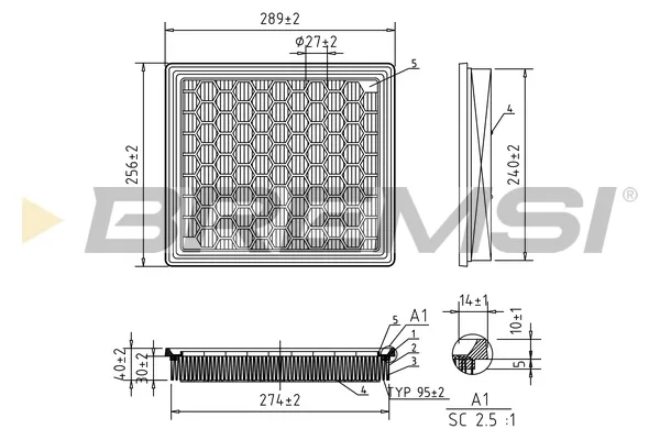 Воздушный фильтр FA1043 Bremsi