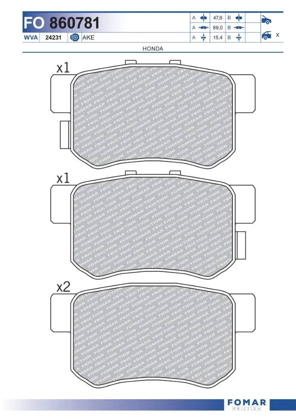 Задние тормозные колодки FO860781 Fomar Roulunds