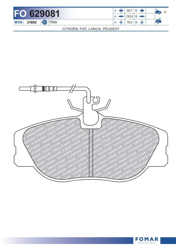 Передние тормозные колодки FO629081 Fomar Roulunds