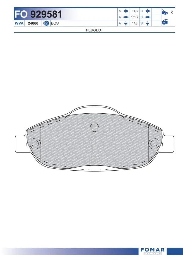 Передние тормозные колодки FO929581 Fomar Roulunds