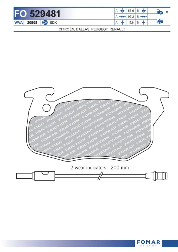 Передние тормозные колодки FO529481 Fomar Roulunds