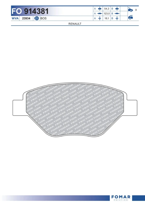 Передние тормозные колодки FO914381 Fomar Roulunds