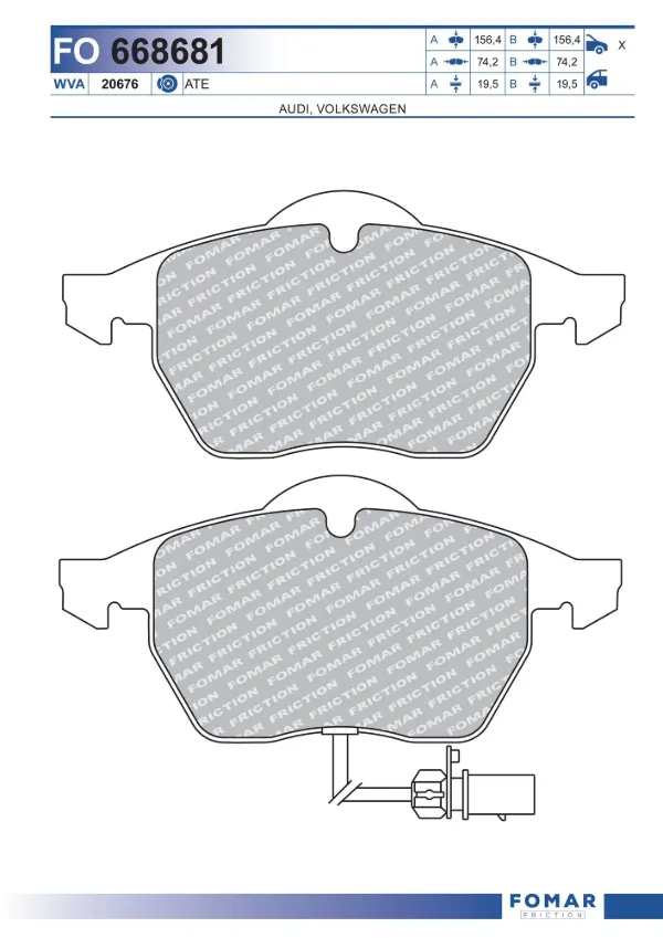 Передние тормозные колодки FO668681 Fomar Roulunds