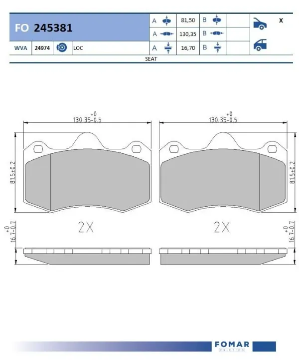 Передние тормозные колодки Seat Ibiza IV