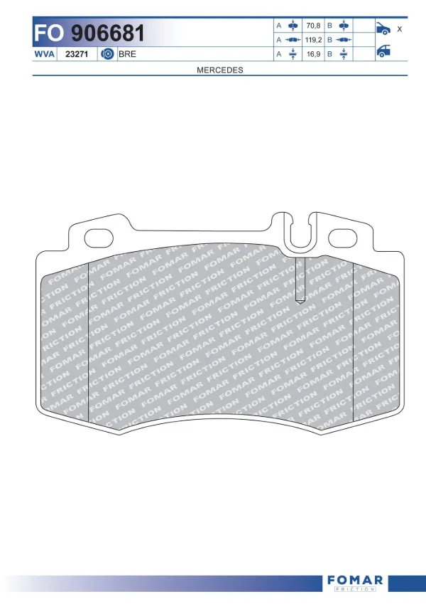 Передние тормозные колодки FO906681 Fomar Roulunds