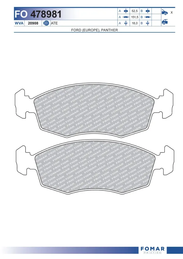 Передние тормозные колодки FO478981 Fomar Roulunds