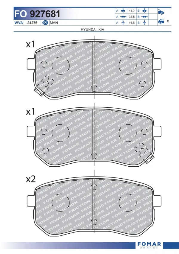Передние тормозные колодки FO927681 Fomar Roulunds
