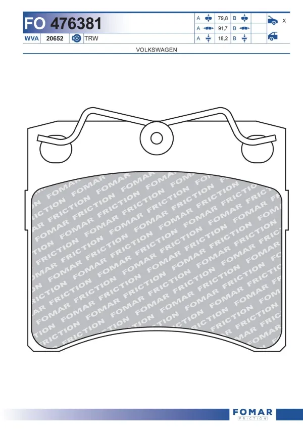 Передние тормозные колодки FO476381 Fomar Roulunds