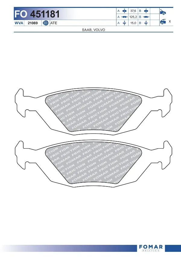 Задние тормозные колодки Volvo 460 L