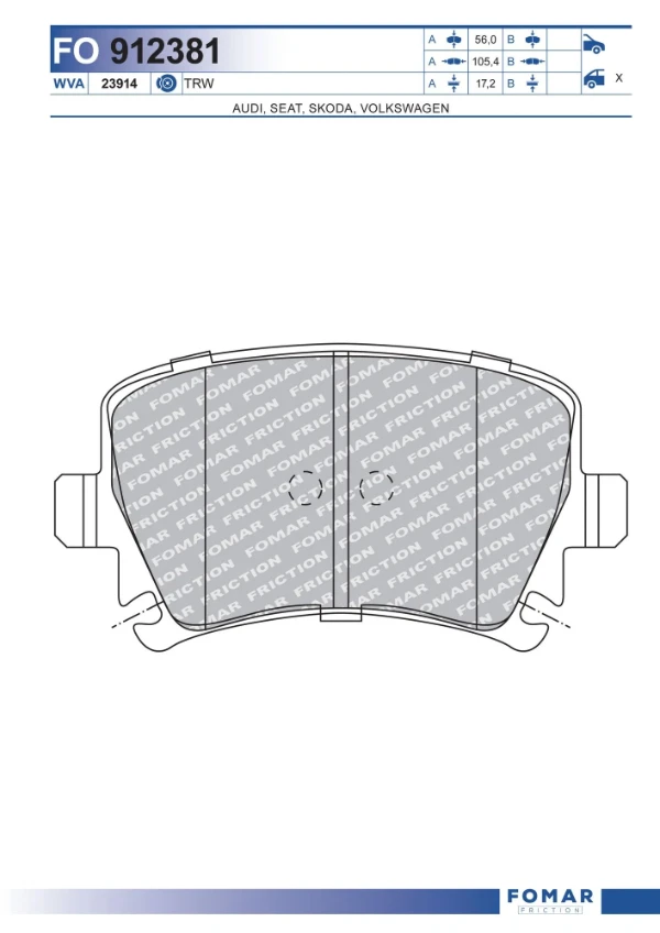 Задние тормозные колодки FO912381 Fomar Roulunds