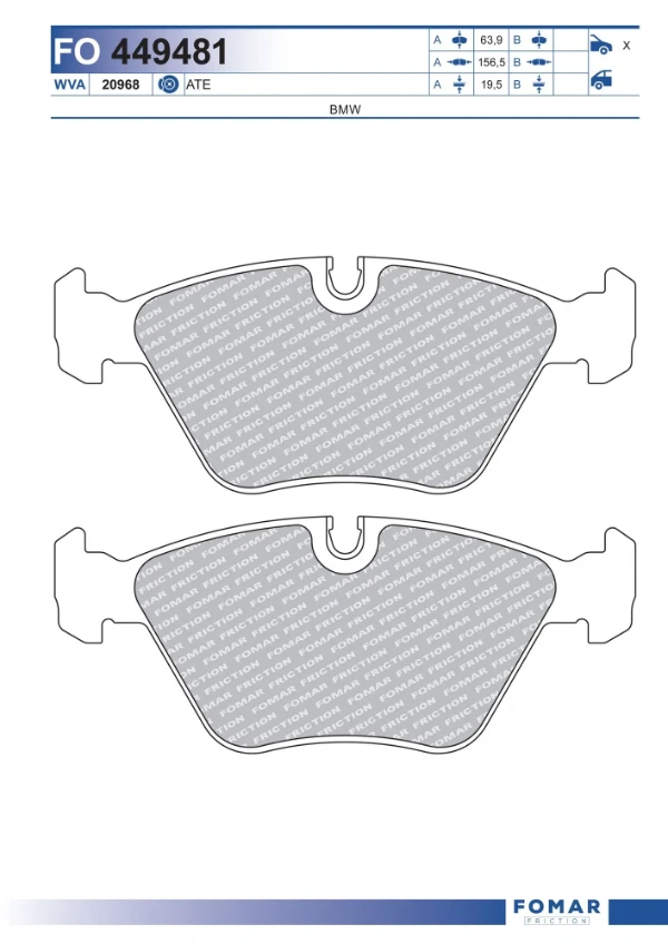 Передние тормозные колодки FO449481 Fomar Roulunds