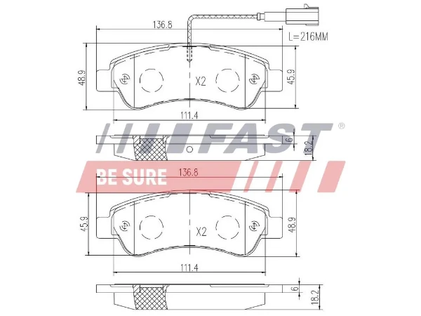 Колодки тормозные задние дисковые FAST FT29098