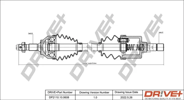 Левая полуось DP2110100608 Dr!ve+