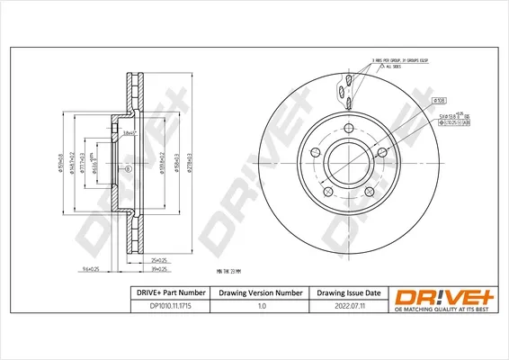 Передние тормозные диски DP1010111715 Dr!ve+