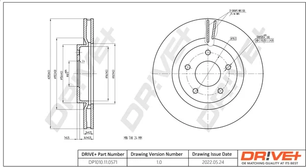 Передние тормозные диски DP1010110571 Dr!ve+