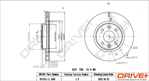 Передние тормозные диски DP1010111606 Dr!ve+