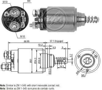 Втягивающее реле стартера ZM545 ZM