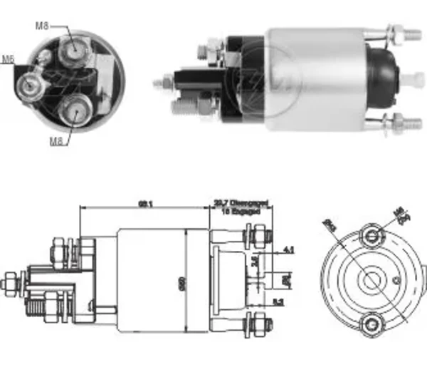 Втягивающее реле стартера ZM3708 ZM