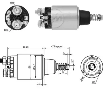 Втягивающее реле стартера 251829A1 Case