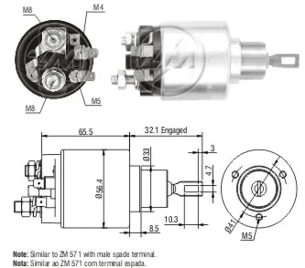 Втягивающее реле стартера ZM580 ZM