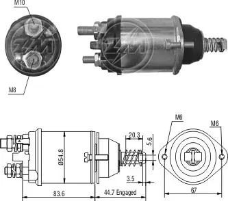 Втягивающее реле стартера ZM616 ZM