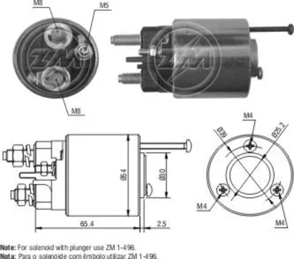 Втягивающее реле стартера ZM496 ZM
