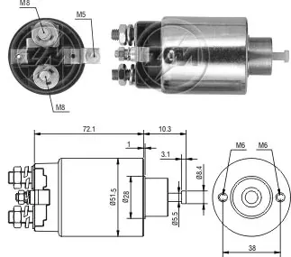 Втягивающее реле стартера ZM695 ZM