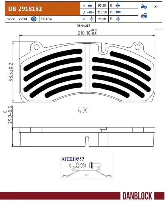 Передние тормозные колодки DB2918182 Danblock