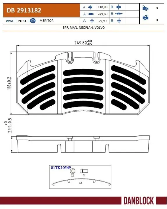 Передние тормозные колодки DB2913182 Danblock