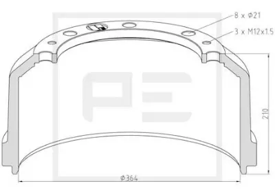 Барабан тормозной передний PE AUTOMOTIVE 01647200A