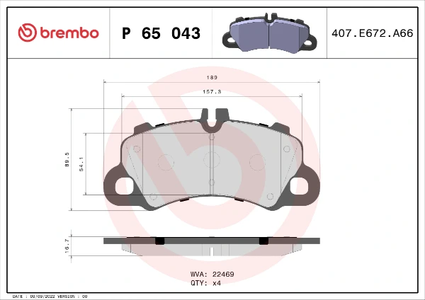 Передние тормозные колодки P65043 Brembo