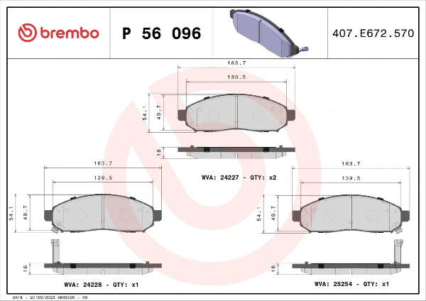Передние тормозные колодки P56096 Brembo