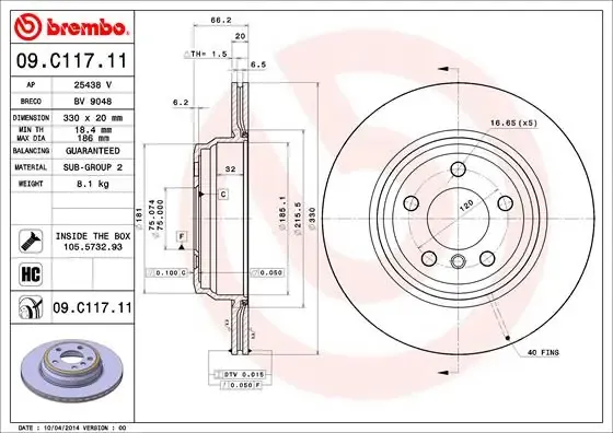 Тормозные диски 09C11711 Brembo