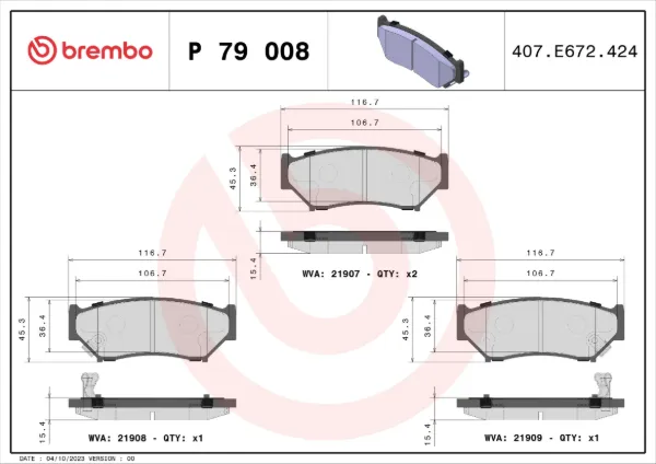 Передние тормозные колодки P79008 Brembo