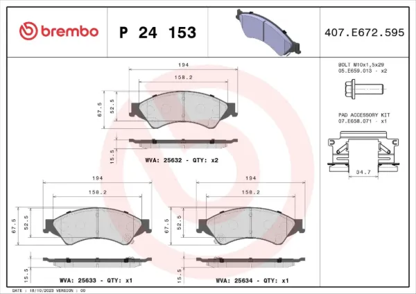 Передние тормозные колодки P24153 Brembo