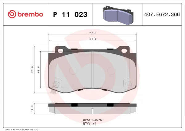 Передние тормозные колодки P11023 Brembo